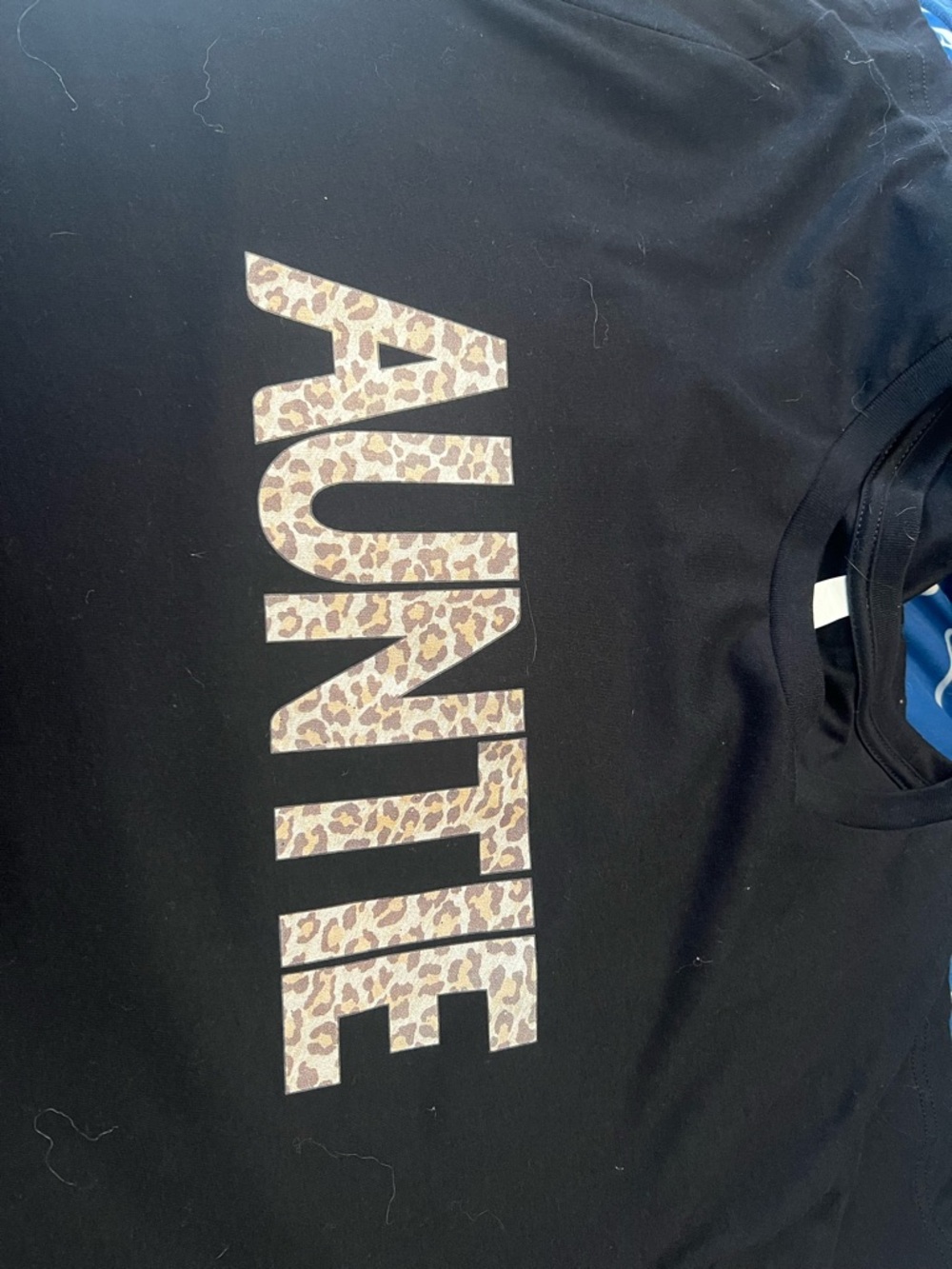 AUMNIE Black Tee with Leopard Logo